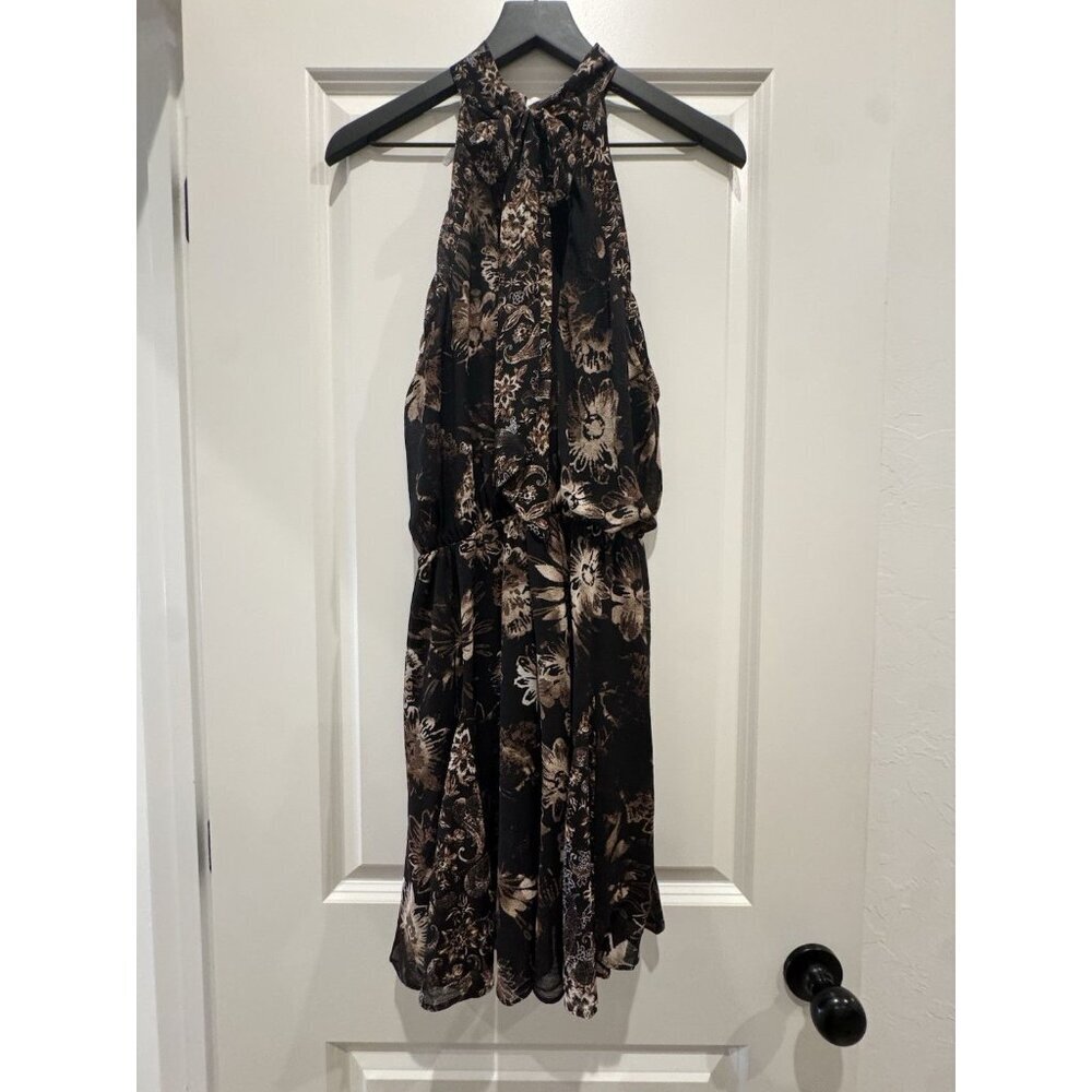Free People Women's Size M Katerina Floral Halter Neck Mini Dress Black $128 - Picture 7 of 10